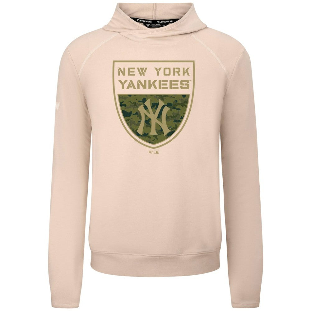 New York Yankees Levelwear Mandate Buckler Tri-Blend Pullover Hoodie - Khaki