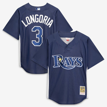 Evan Longoria Tampa Bay Rays Authentic Batting Practice Jersey - Navy | Mitchell & Ness