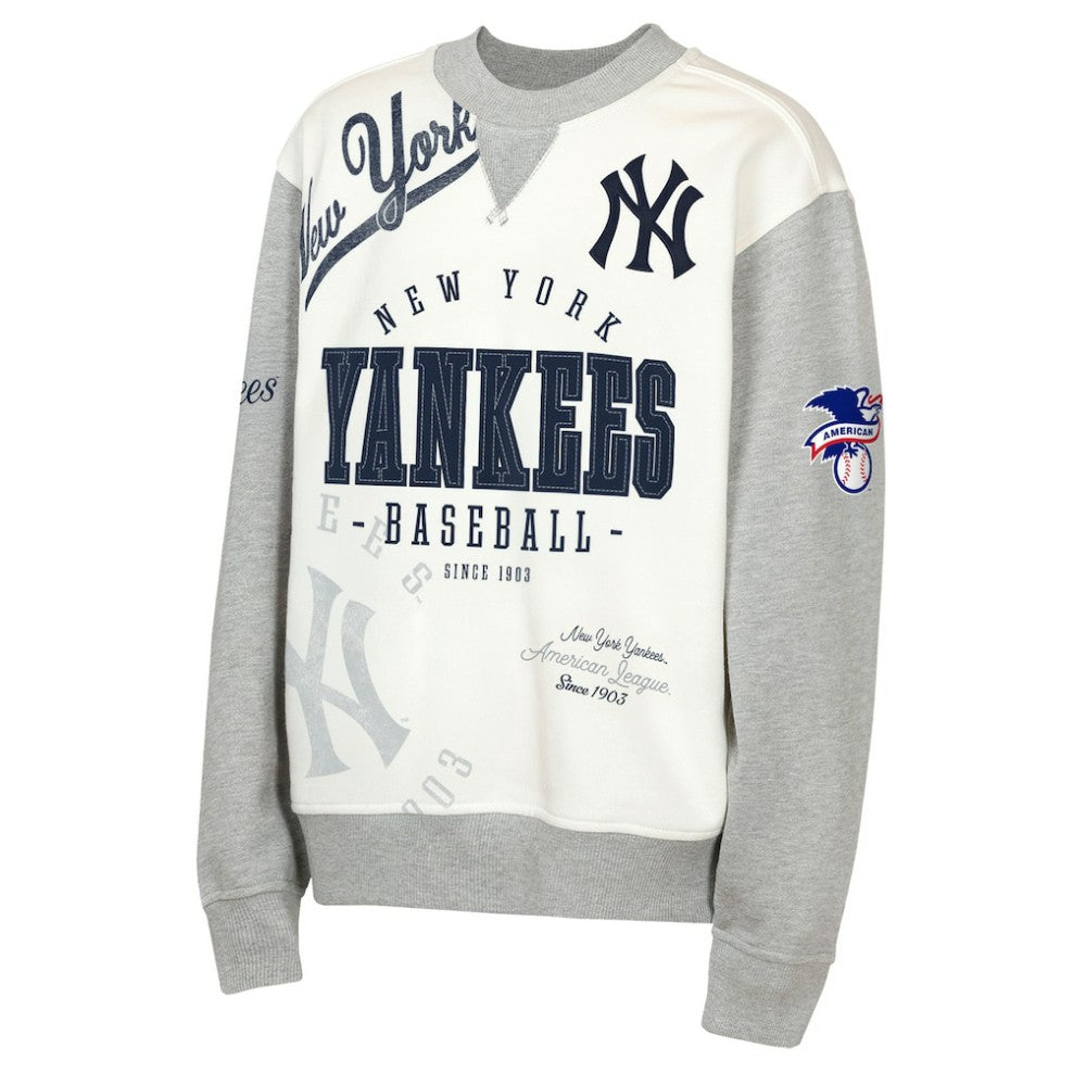 New York Yankees Outerstuff Youth Big League Power Hit Fleece Sweatshirt - Cream/Gray