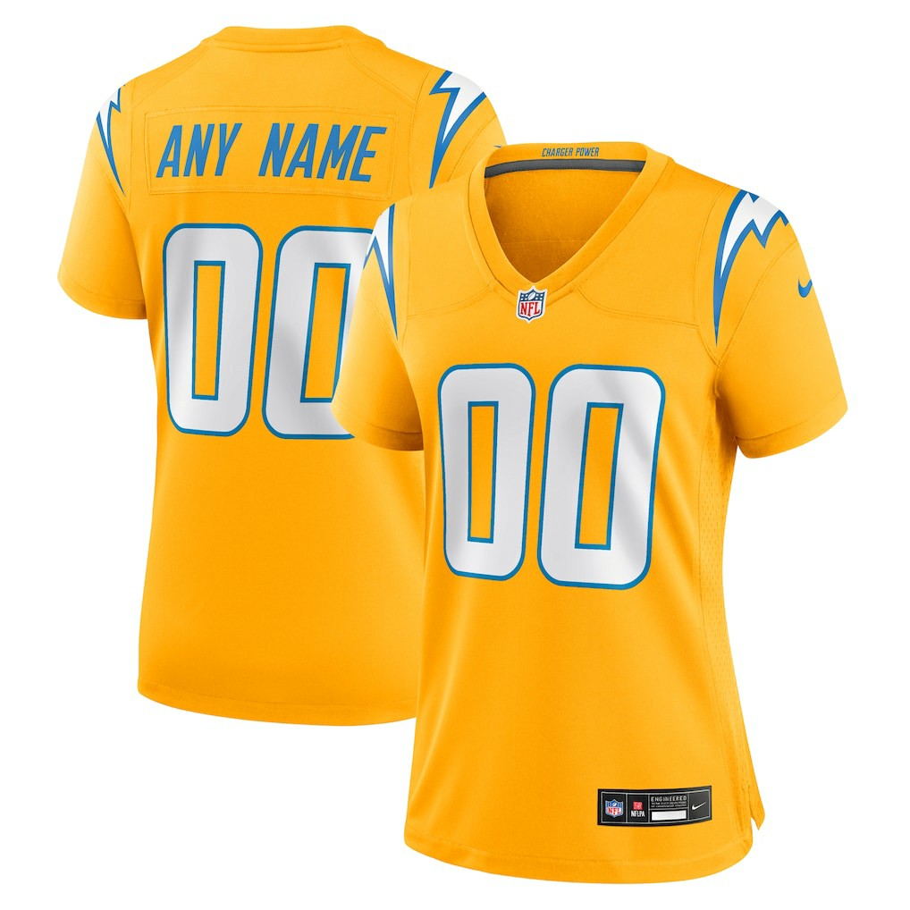 Los Angeles Chargers Women's Alternate Charger Power Game Custom Jersey - Gold | Nike online