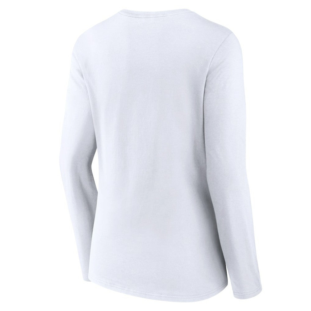 Chicago Cubs Women's Team Lockup Long Sleeve V-Neck T-Shirt - White
