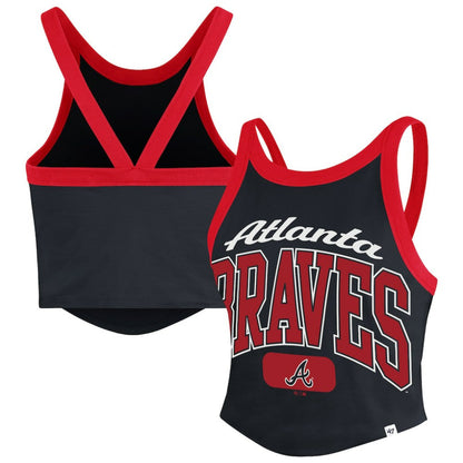 Atlanta Braves Women's Trendy Team Rally Sporty Cropped Racerback Tank Top - Black | 47 brand