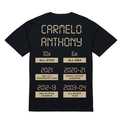 Carmelo Anthony Denver Nuggets Male Adult Black NBA ULTIMATE PLAYER GOLD TEE shop
