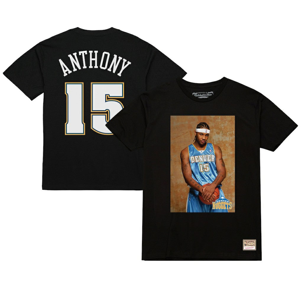 Carmelo Anthony Denver Nuggets Rookie Photo Name & Number T-Shirt sale - Black sale
