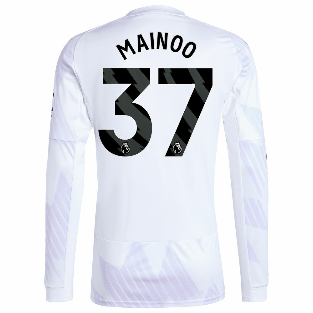 Kobbie Mainoo Manchester United 2025/26 Away Replica Long Sleeve Player Jersey - White | Adidas outlet