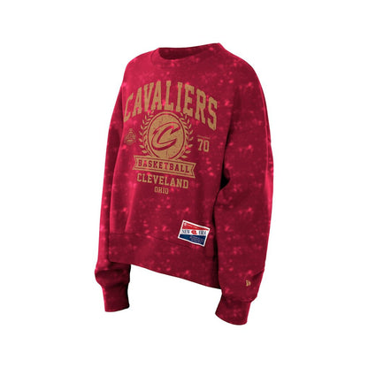 Cleveland Cavaliers Women's Throwback Collection Mineral Wash Crewneck Sweatshirt sale - Wine | New Era cheap