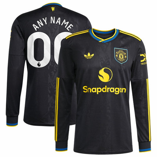 Manchester United 2025/26 Third Replica Long Sleeve Custom Jersey - Black | Adidas for sale