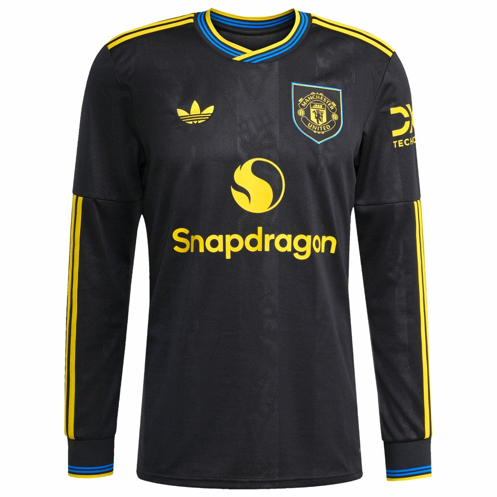 Manchester United 2025/26 Third Replica Long Sleeve Custom Jersey - Black | Adidas for sale