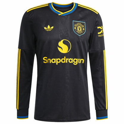 Manchester United 2025/26 Third Replica Long Sleeve Custom Jersey - Black | Adidas for sale