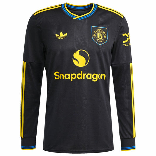 Manchester United 2025/26 Third Replica Long Sleeve Custom Jersey - Black | Adidas for sale