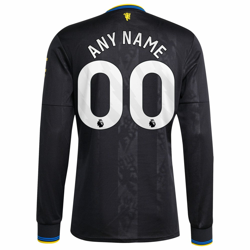 Manchester United 2025/26 Third Replica Long Sleeve Custom Jersey - Black | Adidas for sale