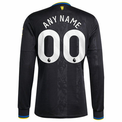Manchester United 2025/26 Third Replica Long Sleeve Custom Jersey - Black | Adidas for sale