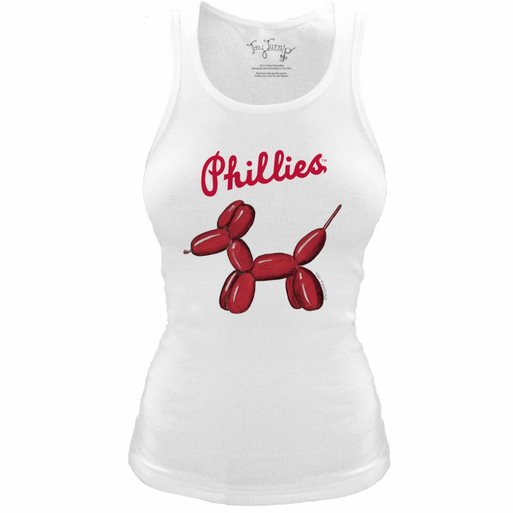 Philadelphia Phillies Tiny Turnip Women's Fitted Balloon Dog Tri-Blend Tank Top - White