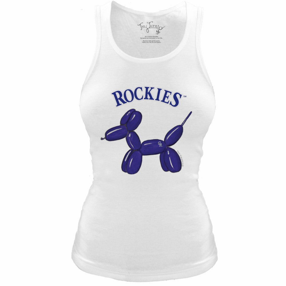 Colorado Rockies Tiny Turnip Women's Fitted Balloon Dog Tri-Blend Tank Top - White