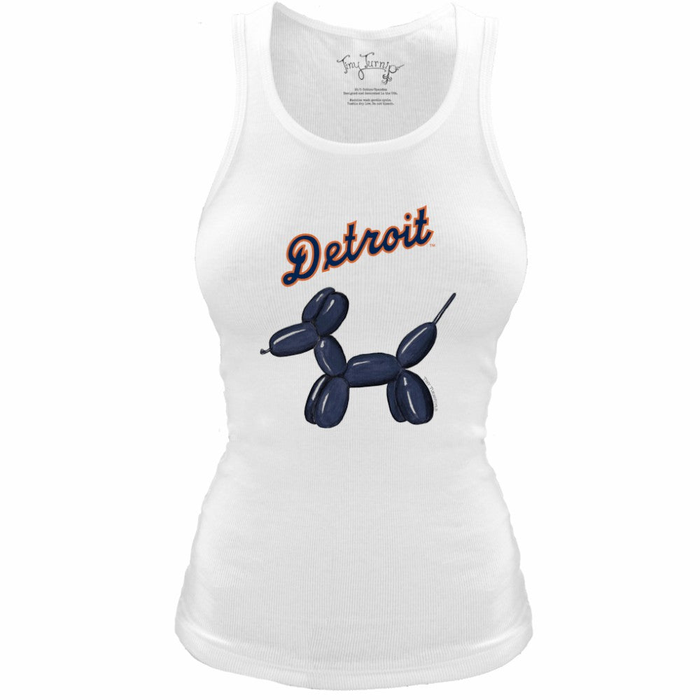 Detroit Tigers Tiny Turnip Women's Fitted Balloon Dog Tri-Blend Tank Top - White