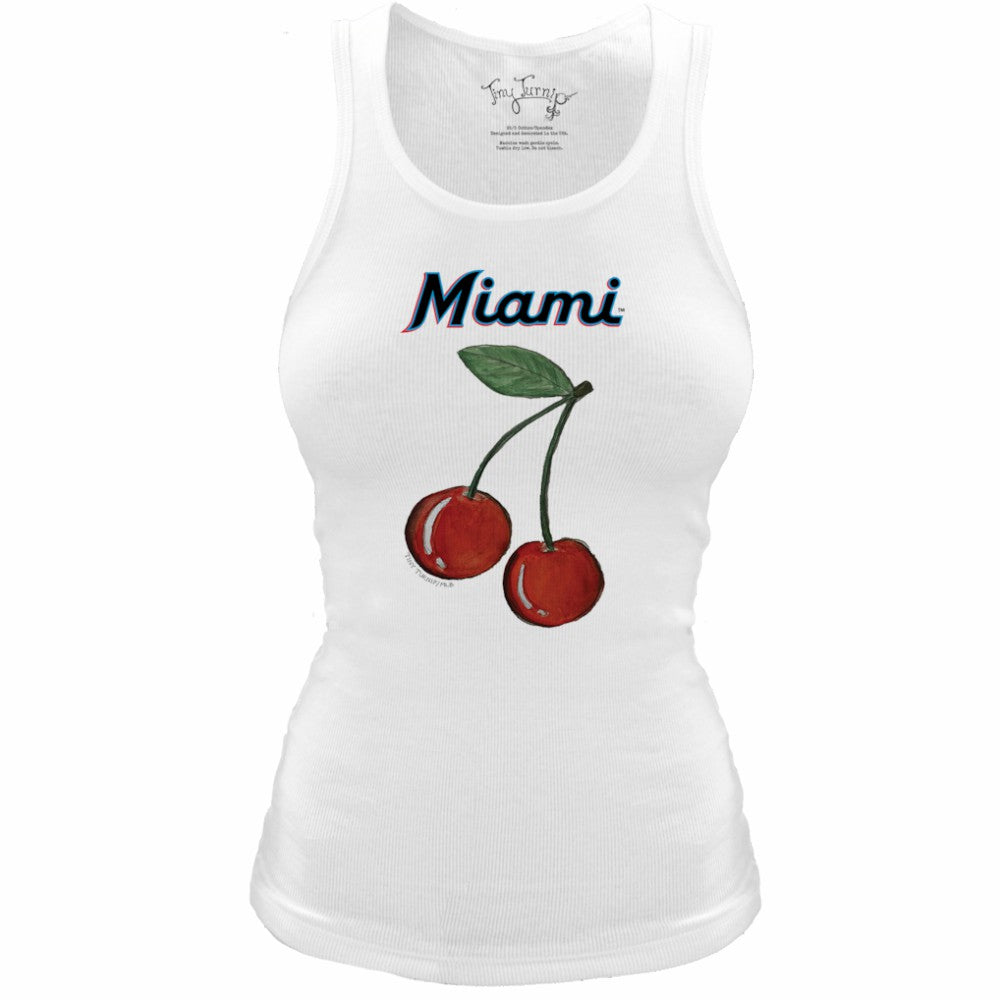 Miami Marlins Tiny Turnip Women's Fitted Cherries Tri-Blend Tank Top - White