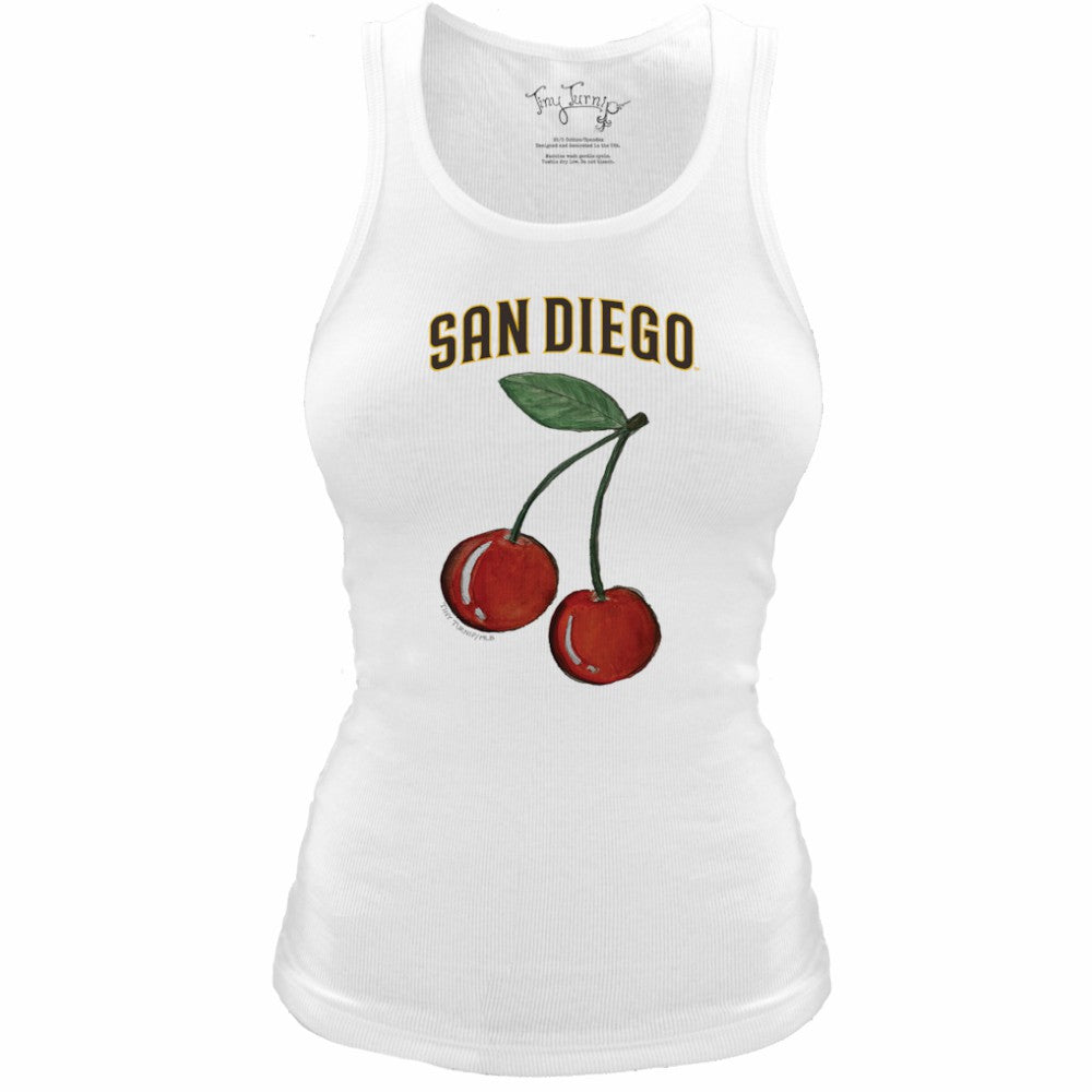 San Diego Padres Tiny Turnip Women's Fitted Cherries Tri-Blend Tank Top - White