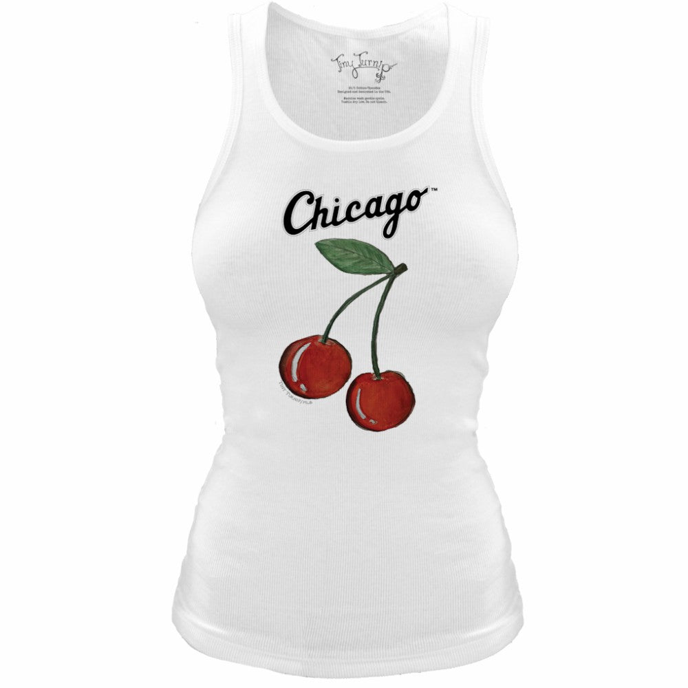 Chicago White Sox Tiny Turnip Women's Fitted Cherries Tri-Blend Tank Top - White