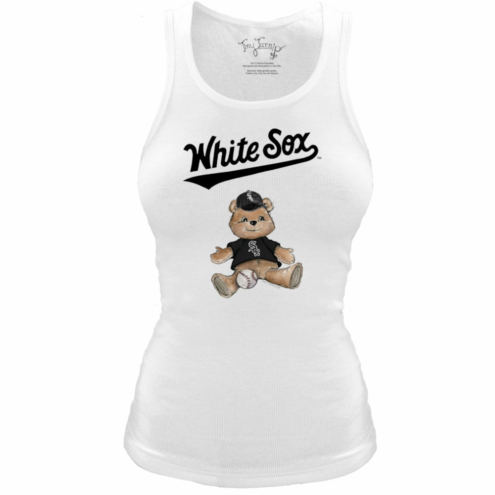 Chicago White Sox Tiny Turnip Women's Fitted Teddy Bear Tri-Blend Tank Top - White