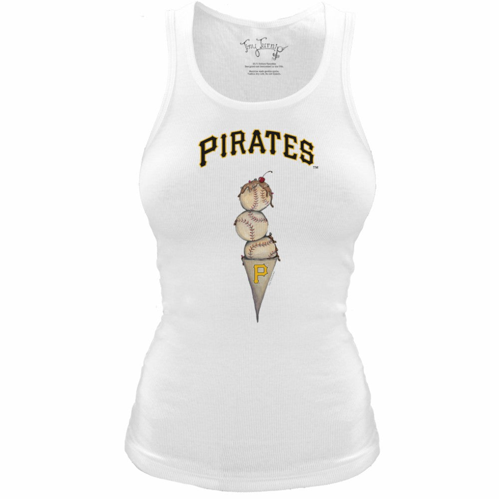 Pittsburgh Pirates Tiny Turnip Women's Fitted Triple Scoop Tri-Blend Tank Top - White