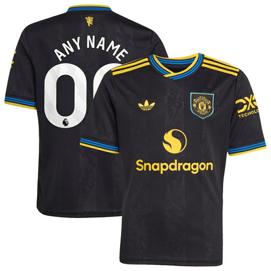 Manchester United Youth 2025/26 Third Replica Custom Jersey - Black | Adidas cheap
