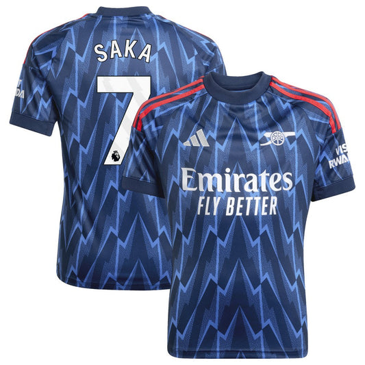 Bukayo Saka Arsenal Youth 2025/26 Away Replica Player Jersey - Blue | Adidas on sale