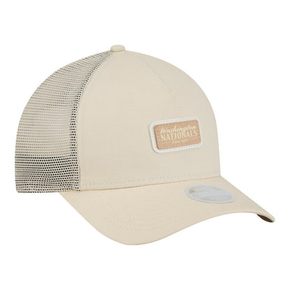 Washington Nationals Women's Tonal Patch 9FORTY M-Crown A-Frame Trucker Adjustable Hat - Light Beige | New Era