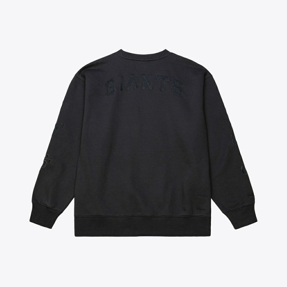 San Francisco Giants Phantom Fleece Crewneck Sweatshirt - Black | Mitchell & Ness