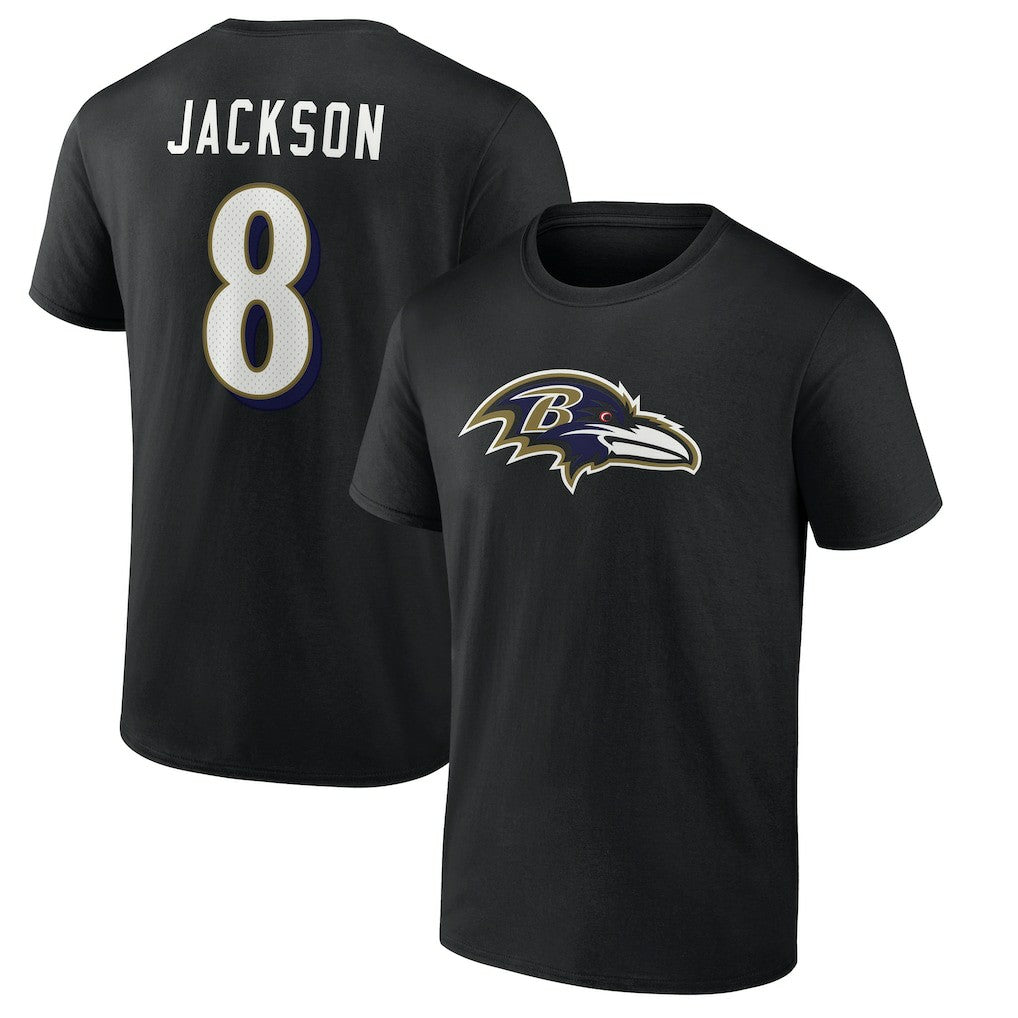 Lamar Jackson Baltimore Ravens Icon Name & Number T-Shirt - Black online