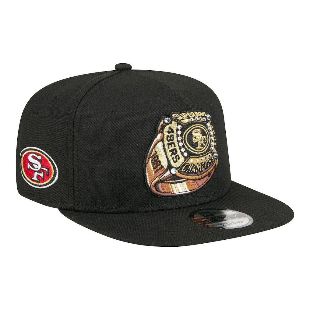 San Francisco 49ers New Era Super Bowl Ring 9FIFTY A-Frame Adjustable Hat - Black cheap
