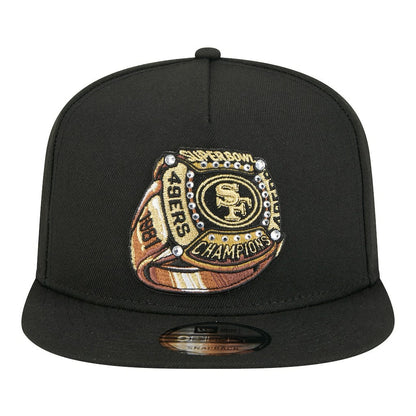 San Francisco 49ers New Era Super Bowl Ring 9FIFTY A-Frame Adjustable Hat - Black cheap