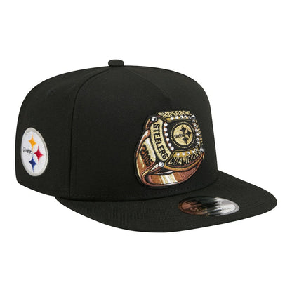Pittsburgh Steelers New Era Super Bowl Ring 9FIFTY A-Frame Adjustable Hat - Black for sale