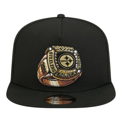 Pittsburgh Steelers New Era Super Bowl Ring 9FIFTY A-Frame Adjustable Hat - Black for sale