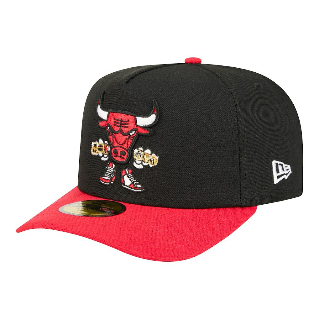Chicago Bulls Injection Cartoon Logo A-Frame 59FIFTY Fitted Hat - Black | New Era sale