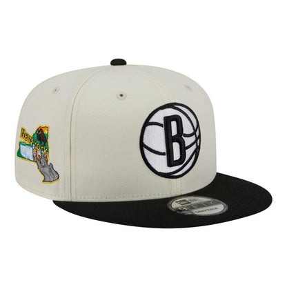 Brooklyn Nets Injection Localized 9FIFTY Snapback Hat - White | New Era cheap