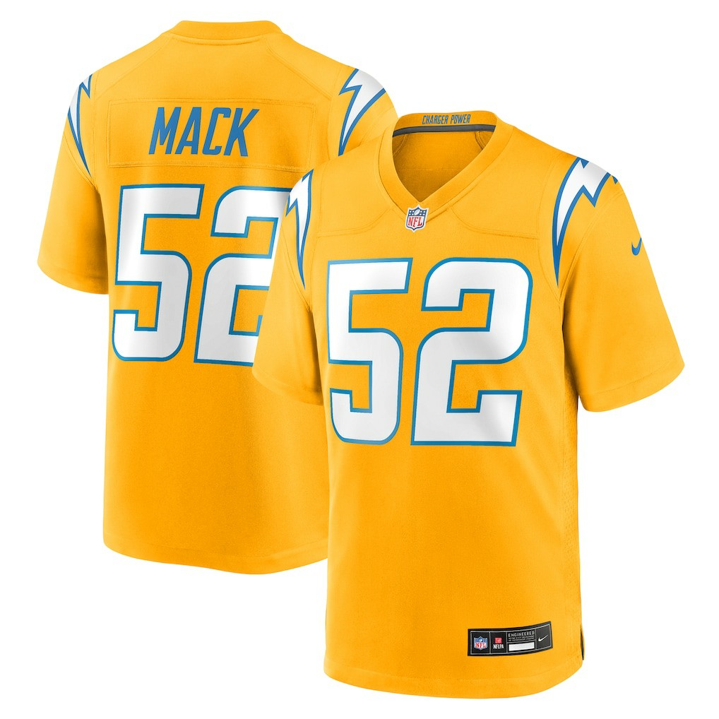 Khalil Mack Los Angeles Chargers Alternate Charger Power Game Player Jersey - Gold | Nike cheap