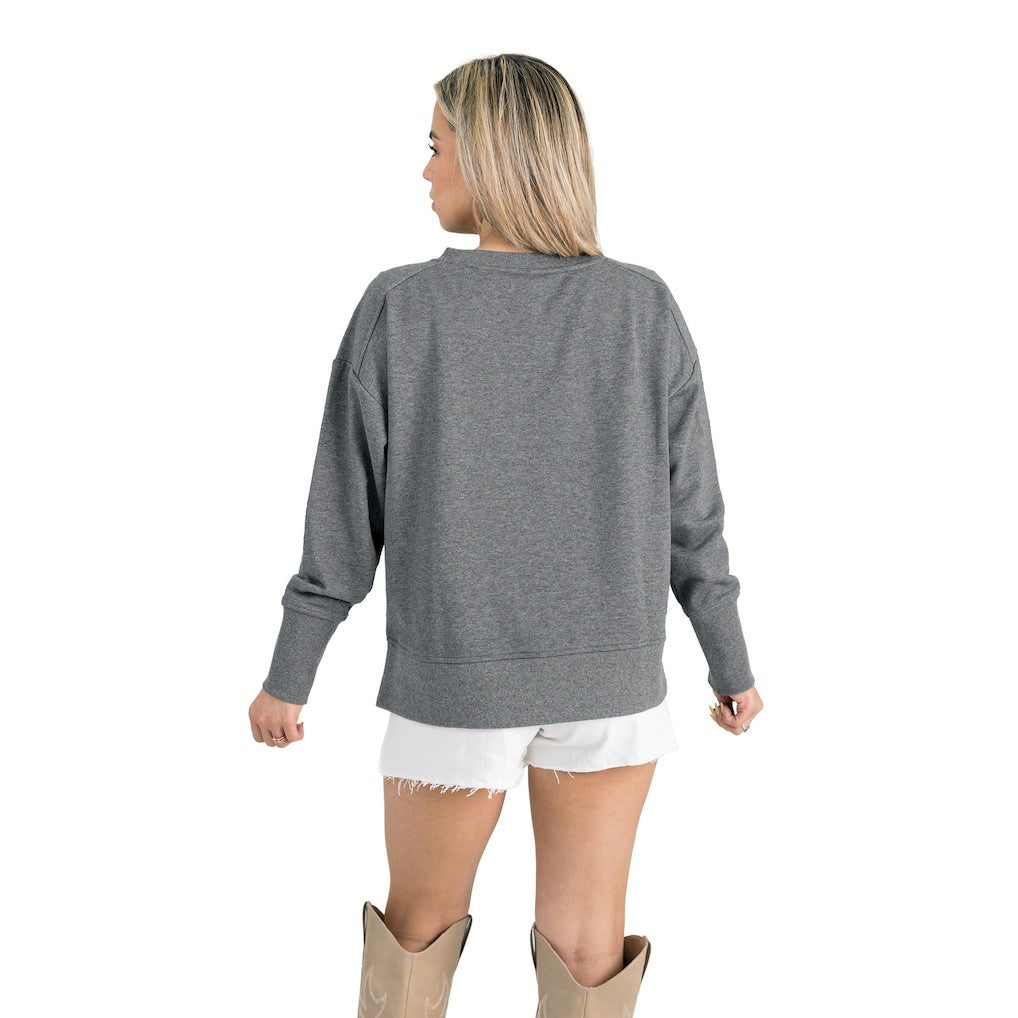 Kansas City Chiefs Gameday Couture Women's French Terry V-Neck Pullover Sweatshirt - Gray for sale