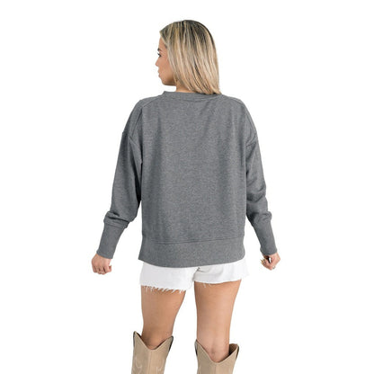 Philadelphia Eagles Gameday Couture Women's French Terry V-Neck Pullover Sweatshirt - Gray cheap
