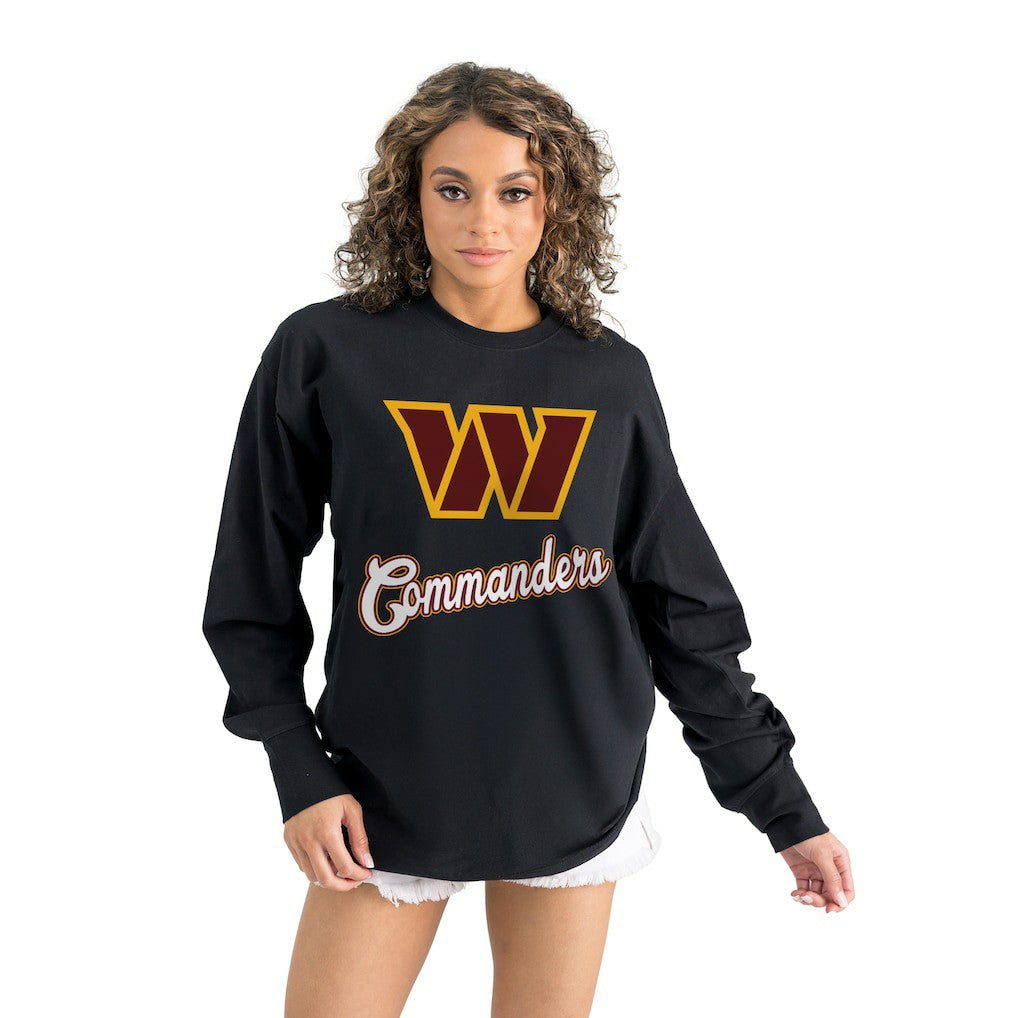 Washington Commanders Gameday Couture Women's Oversized Long Sleeve T-Shirt - Black cheap