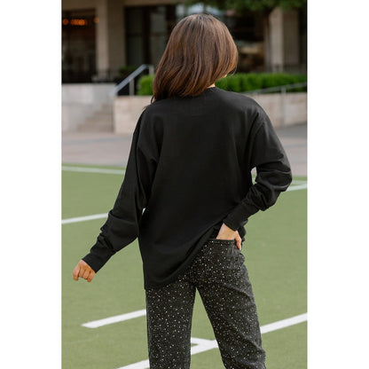 Las Vegas Raiders Gameday Couture Women's Oversized Long Sleeve T-Shirt - Black on sale