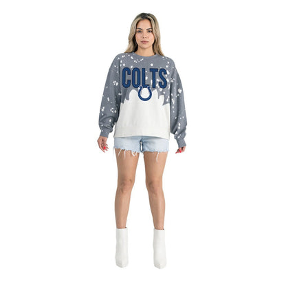 Indianapolis Colts Gameday Couture Women's Oversized Faded Wash Tri-Blend Pullover Sweatshirt - Gray discount