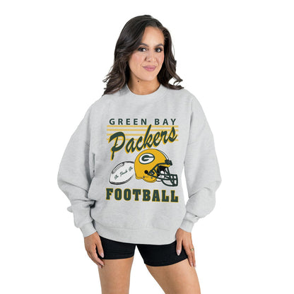 Green Bay Packers Gameday Couture Women's Home Turf Oversized Premium Fleece Pullover Sweatshirt - Ash sale