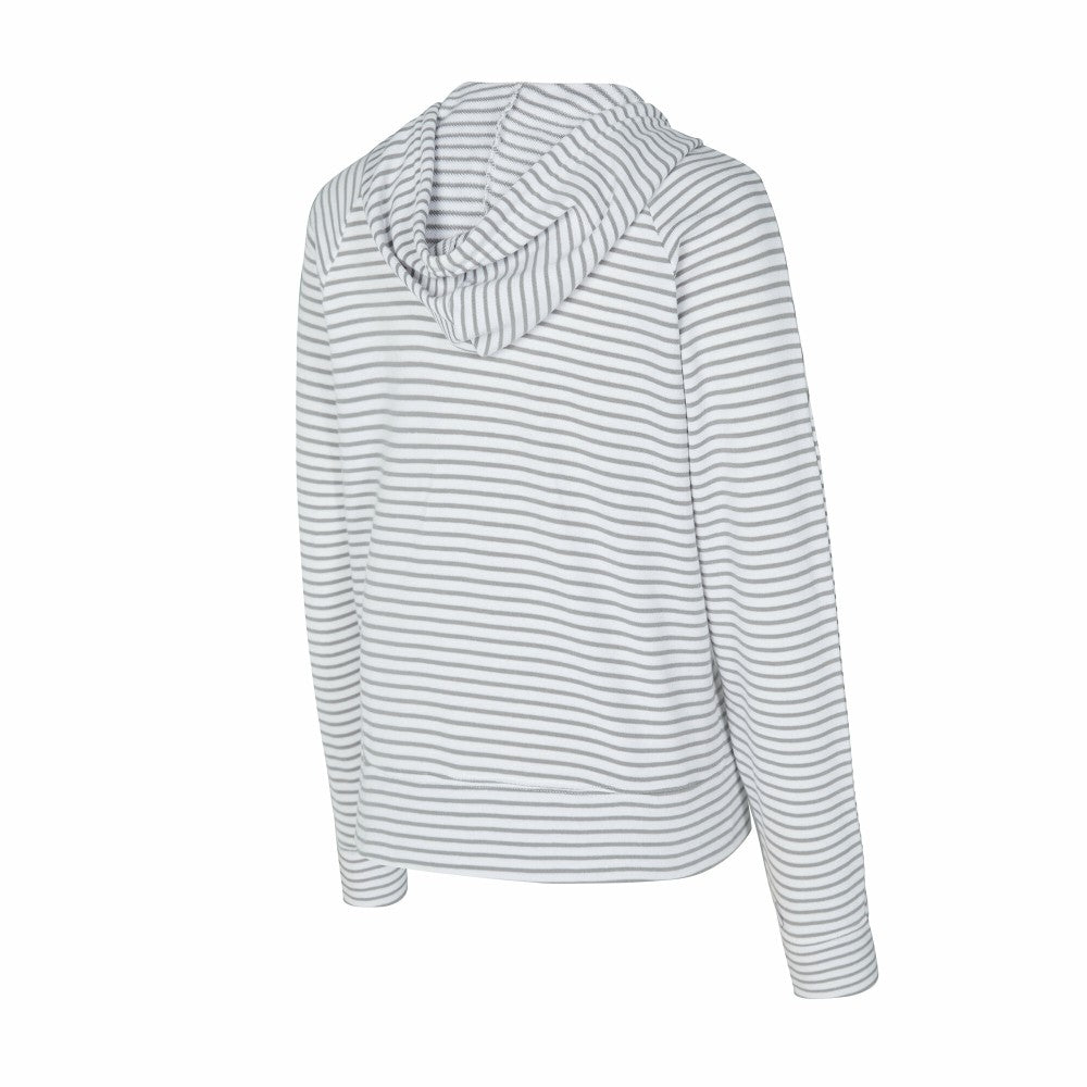 New York Mets Concepts Sport Women's Liftoff Striped V-Neck Hoodie - White/Gray