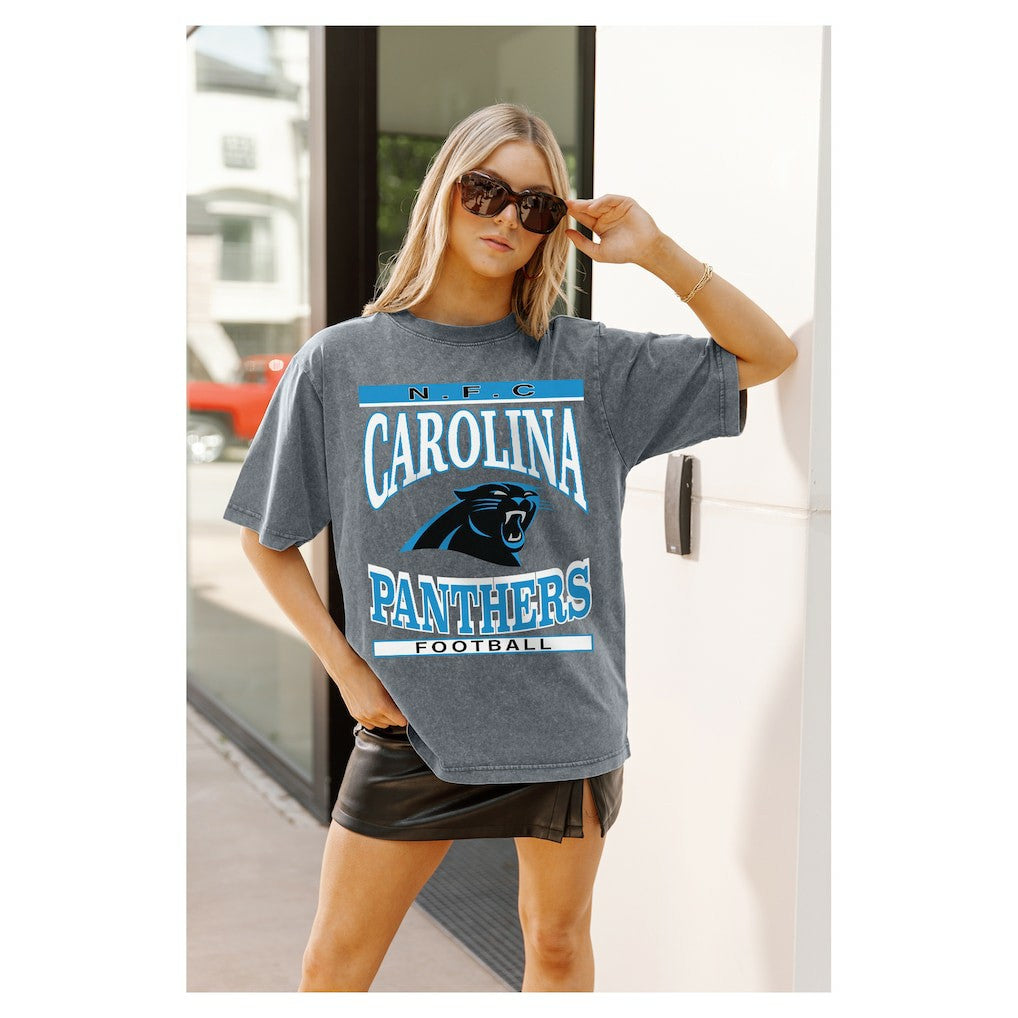 Carolina Panthers Gameday Couture Women's Oversized Classic Grind Washed T-Shirt - Gray discount