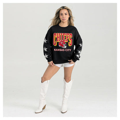 Kansas City Chiefs Gameday Couture Women's Pure Victory Rhinestud Star-Sleeve Pullover Sweatshirt - Black cheap