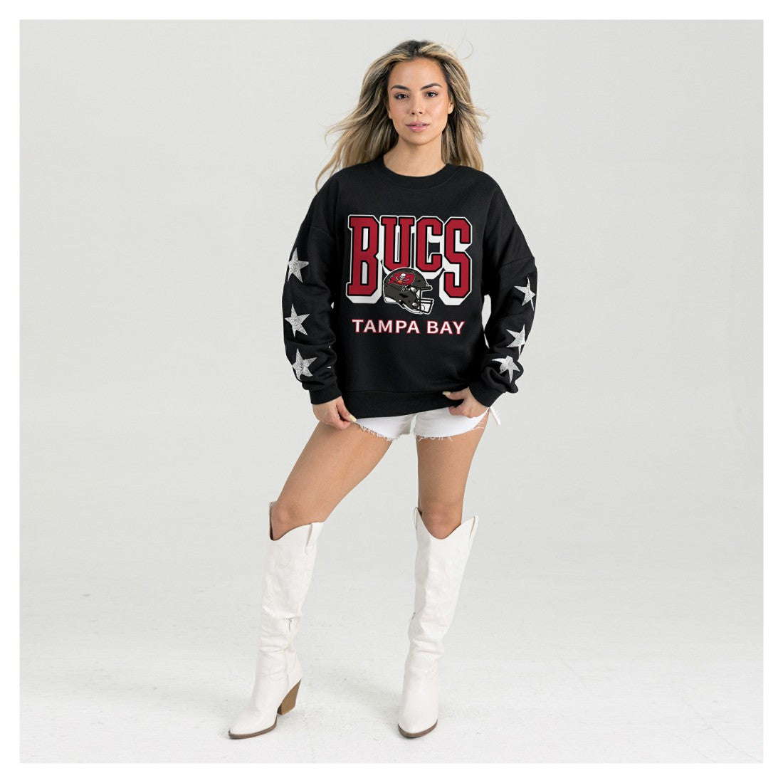 Tampa Bay Buccaneers Gameday Couture Women's Pure Victory Rhinestud Star-Sleeve Pullover Sweatshirt - Black outlet