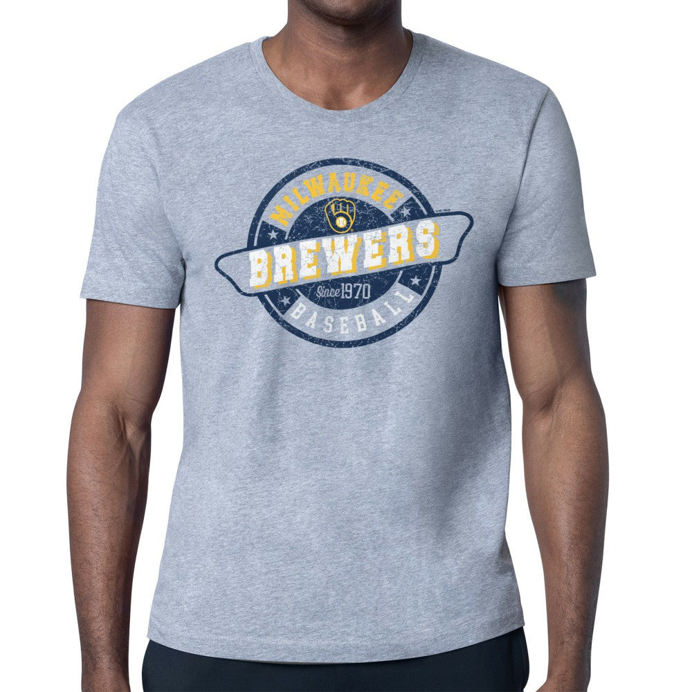 Milwaukee Brewers Starter Route 66 Team Logo T-Shirt - Heather Gray