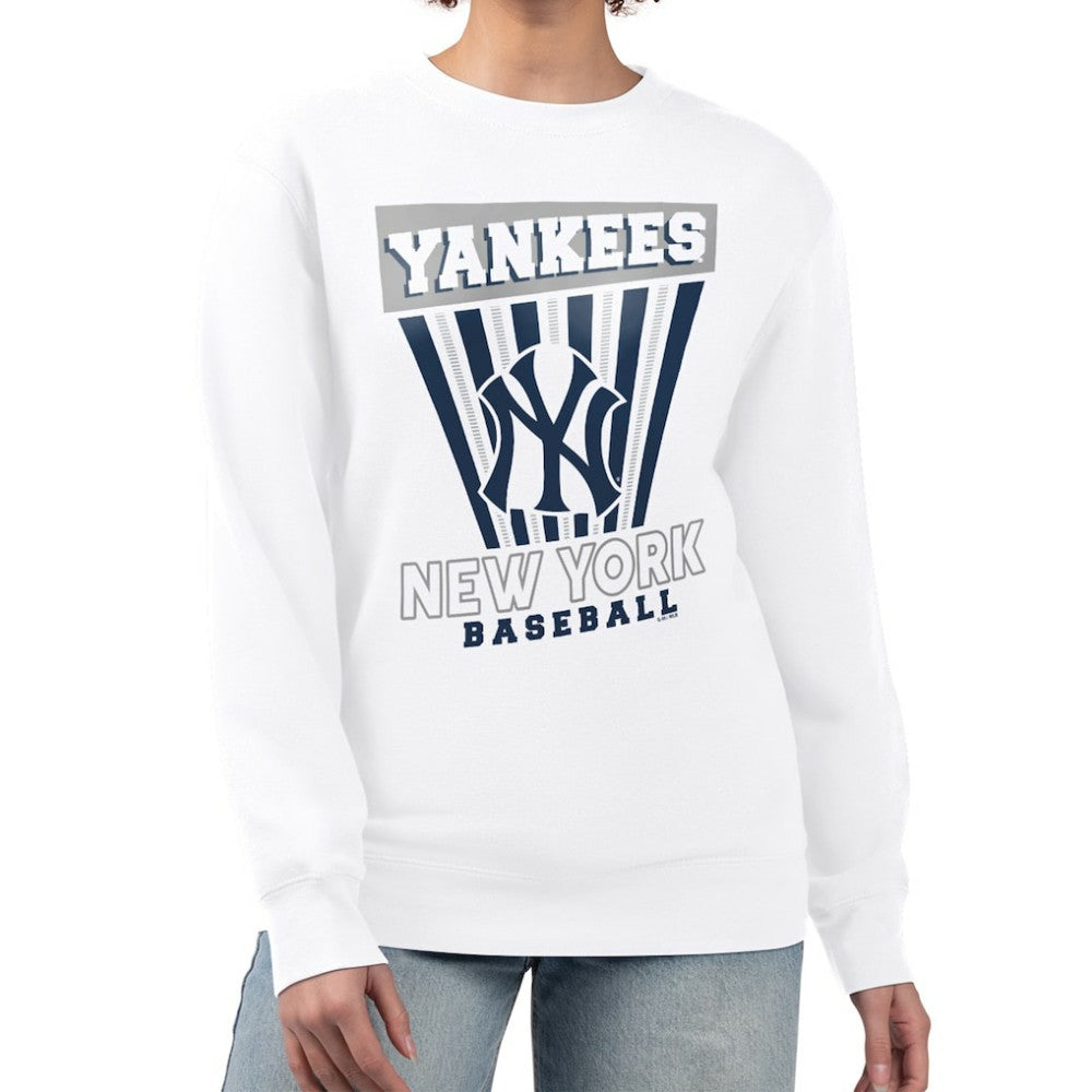 New York Yankees Starter Women's Poster Print Team Fleece Pullover Sweatshirt - White