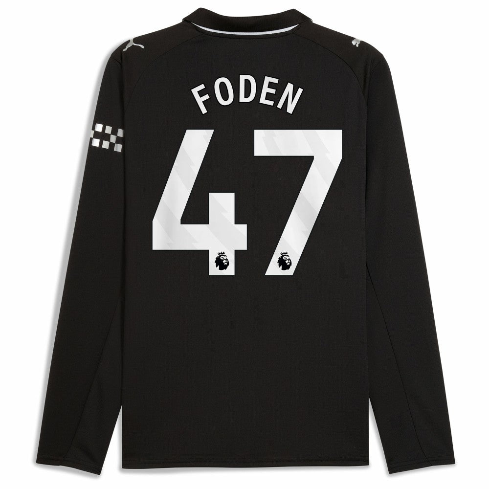 Phil Foden Manchester City Away 2025/26 Replica Long Sleeve Player Jersey - Black | Puma online
