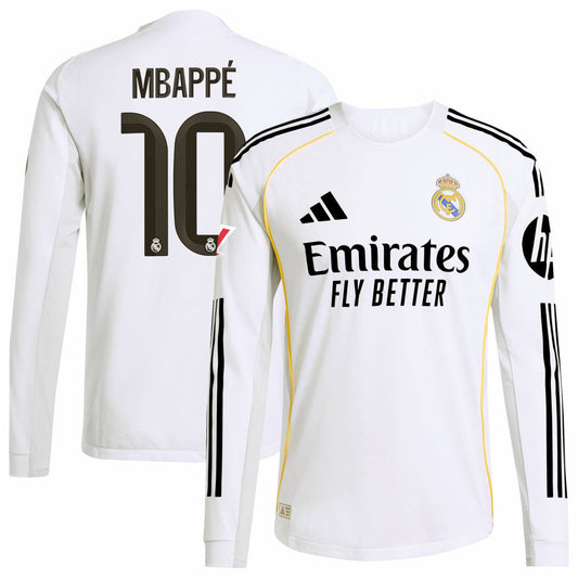 Kylian Mbappé Real Madrid 2025/26 Home Long Sleeve Player Jersey - White | Adidas sale